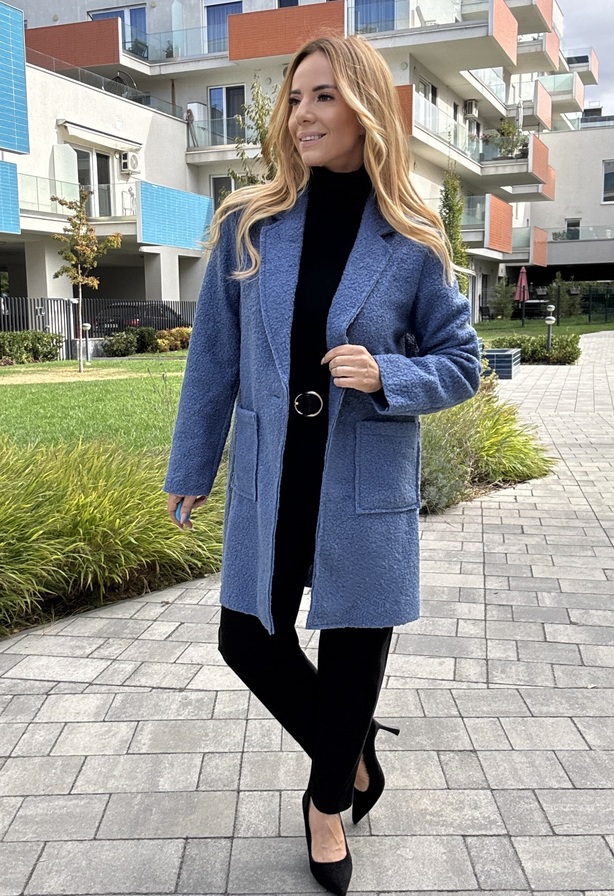Little Frida szövetkabát farmerkék – Női átmeneti kabát – Innova Fashion